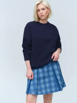 Hot Next Navy Blue Relaxed Fit Essentials Longline Sweatshirt with Pockets