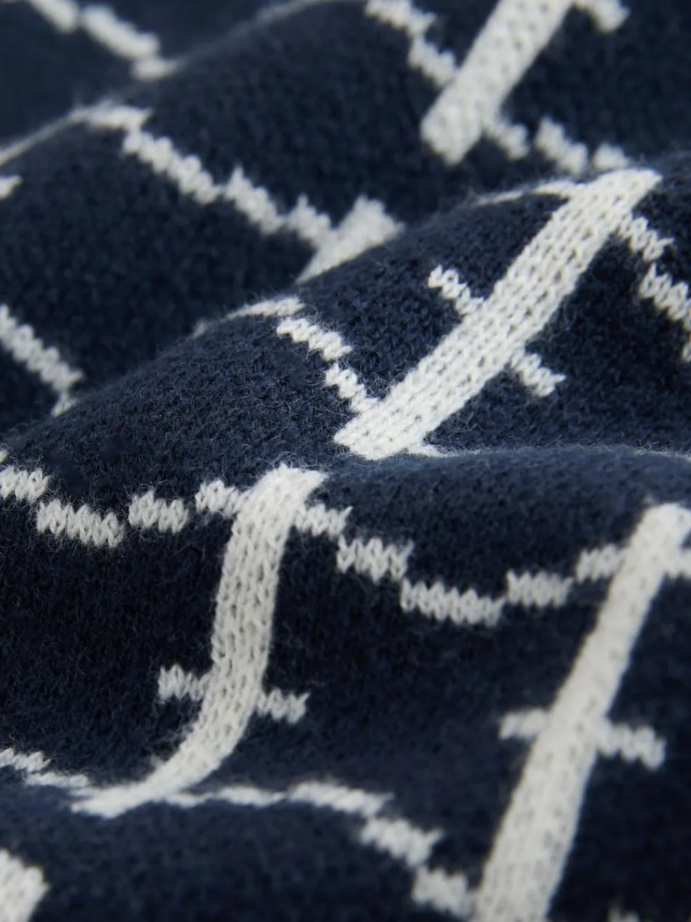 Sale Next Navy Blue Relaxed Fit Geo Pattern Short Sleeve Knitted Polo Shirt