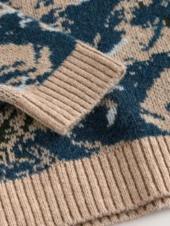 Next Navy Blue Relaxed Fit Knitted Mountain Landscape Crew Neck Jumper^ Nightwear|Knitwear