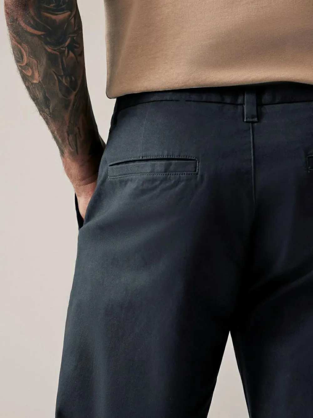 Next Navy Blue Relaxed Fit Stretch Chinos Trousers^ Pants & Chinos