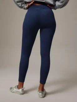 Online Next Navy Blue Ribbed Seamless High Waist Leggings