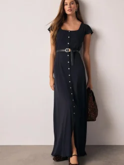 Next Short Sleeve Jersey Button Through Maxi Dress^Women Dresses|Occasion Dresses
