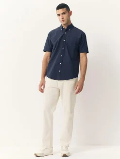 Next Navy Blue Short Sleeve Oxford Shirt^ Shirts