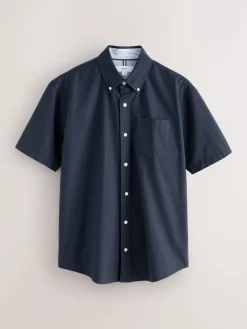 Next Navy Blue Short Sleeve Oxford Shirt^ Shirts