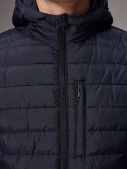 Discount Next Shower Resistant Lightweight Hooded Puffer Coat Jacket Navy Blue