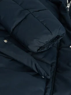 Clearance Next Navy Blue Shower Resistant Padded Hooded Longline Coat