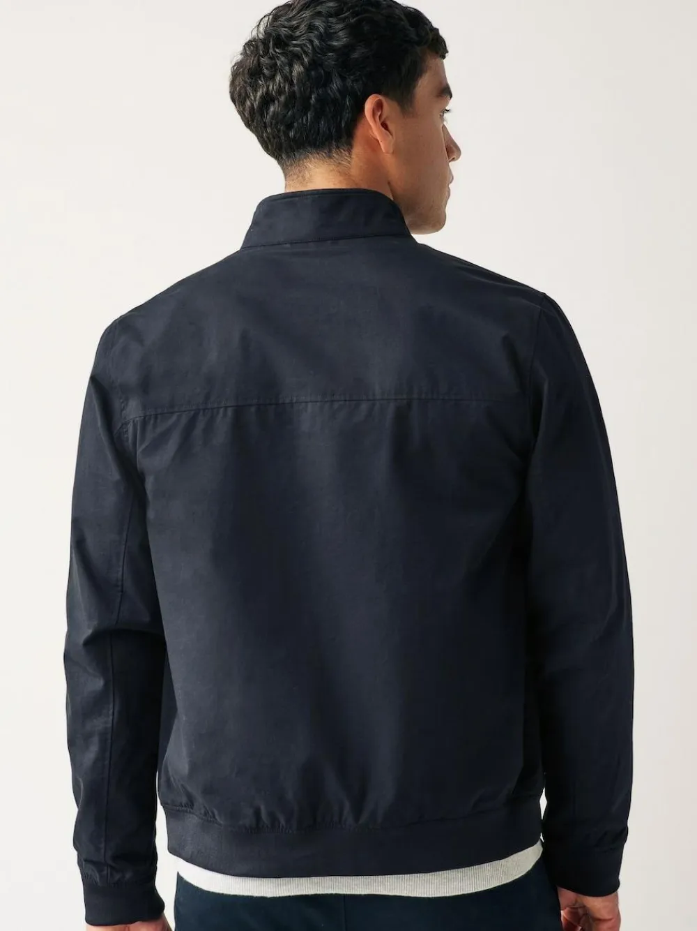 Outlet Next Shower Resistant Check Lining Harrington Jacket Navy Blue
