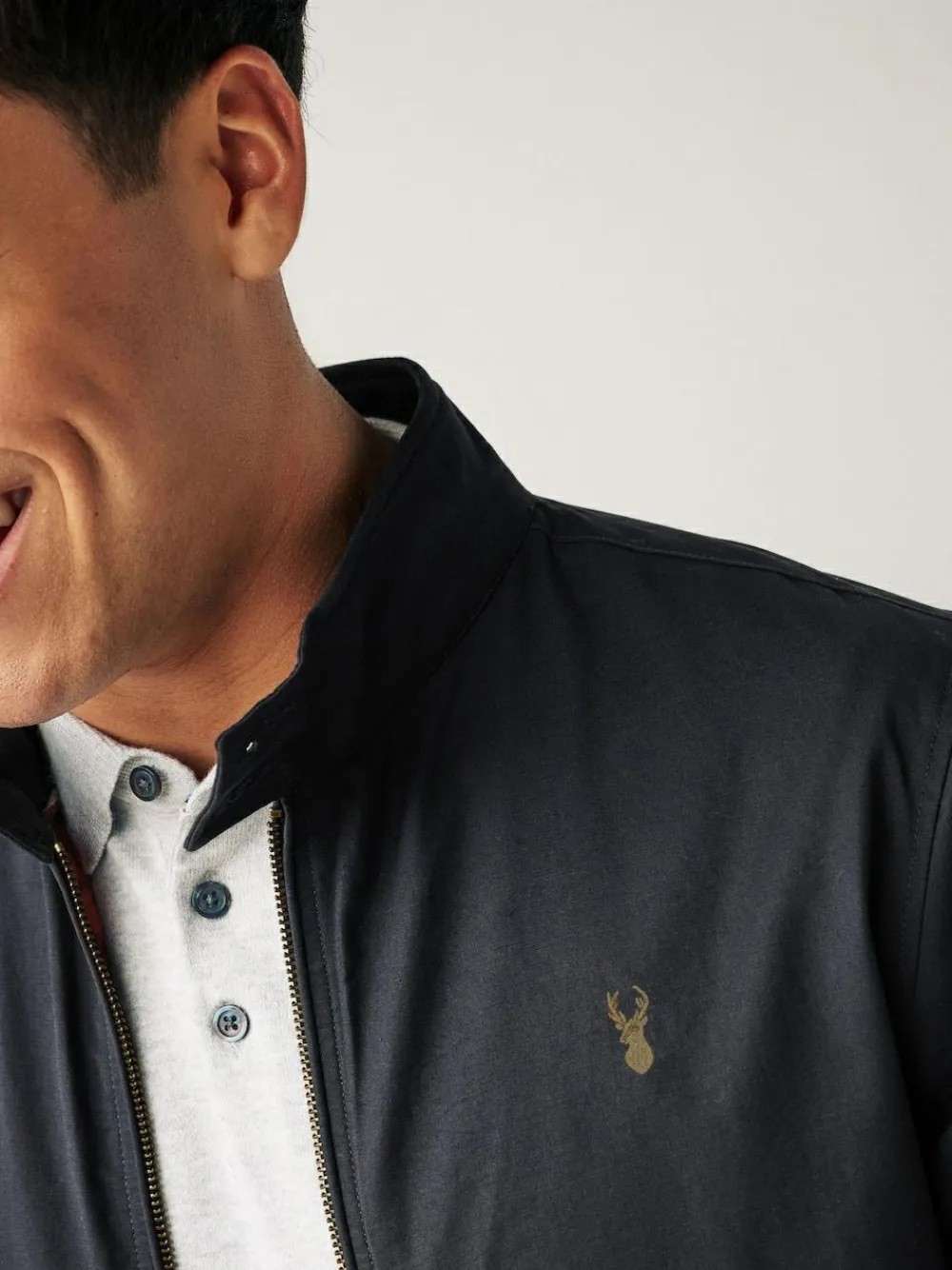 Outlet Next Shower Resistant Check Lining Harrington Jacket Navy Blue