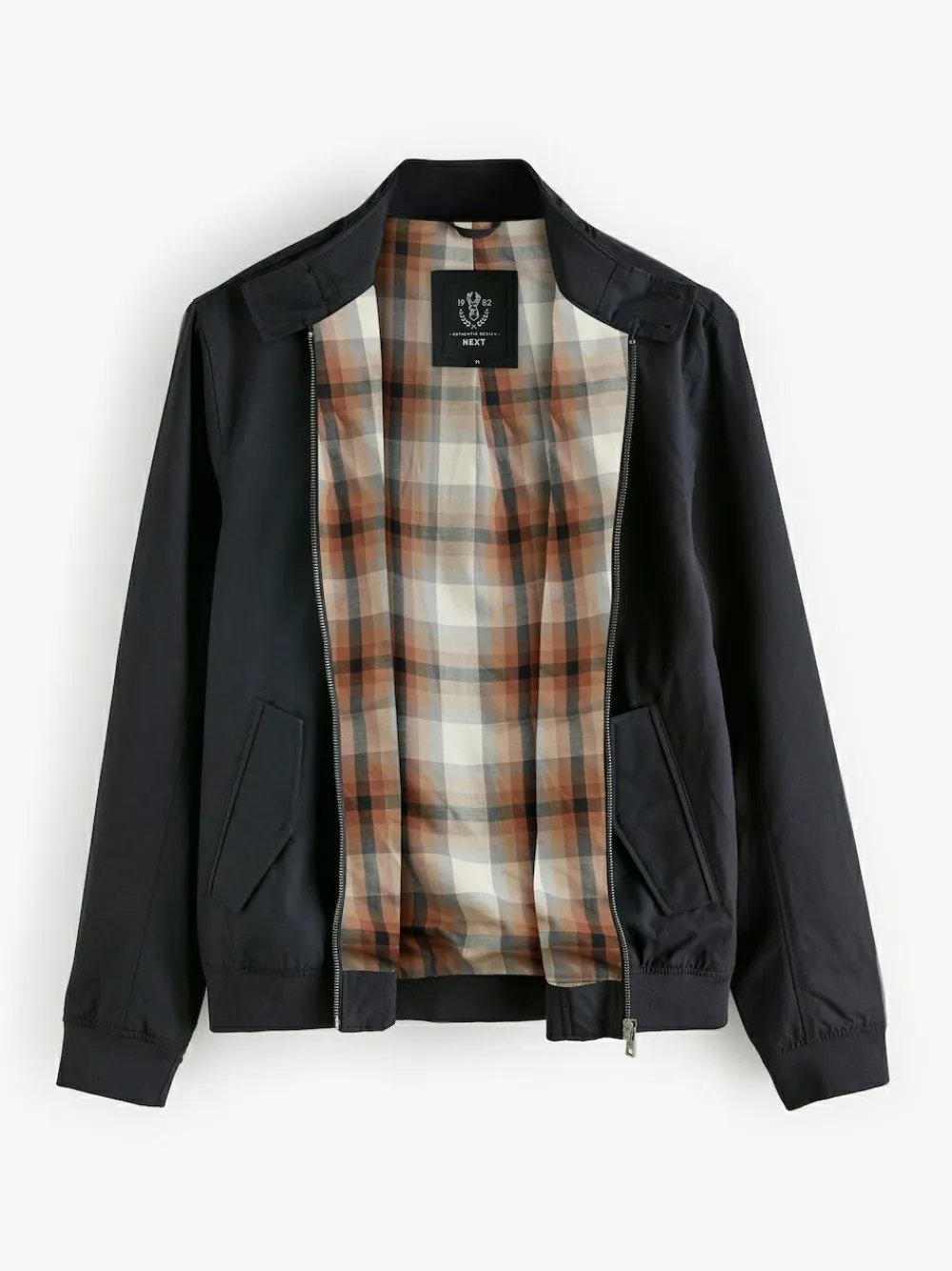 Outlet Next Shower Resistant Check Lining Harrington Jacket Navy Blue