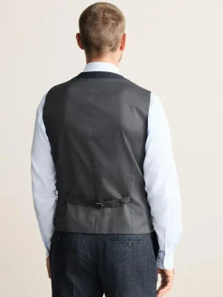 Discount Next Signature Abraham Moon 100% British Wool Donegal Suit Waistcoat Navy Blue