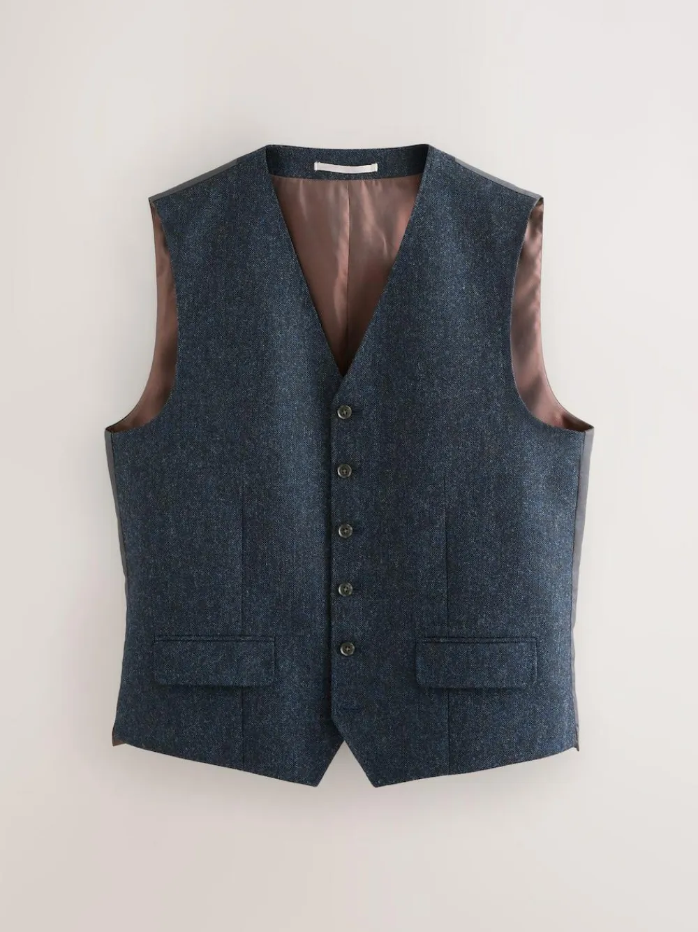 Discount Next Signature Abraham Moon 100% British Wool Donegal Suit Waistcoat Navy Blue