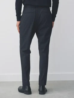 New Next Navy Blue Slim Fit Check Suit Trousers