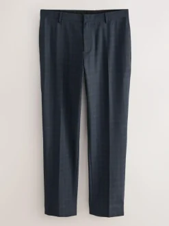 New Next Navy Blue Slim Fit Check Suit Trousers