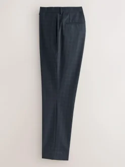 New Next Navy Blue Slim Fit Check Suit Trousers