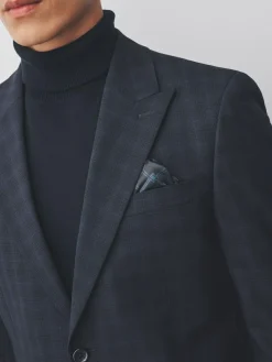 Clearance Next Navy Blue Slim Fit Check Suit Jacket