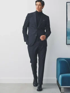 Clearance Next Navy Blue Slim Fit Check Suit Jacket