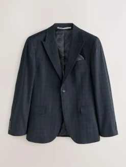 Clearance Next Navy Blue Slim Fit Check Suit Jacket