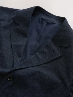 Next Navy Blue Slim Fit Cotton Blend Texture Suit Jacket^ Blue Suits