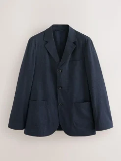 Next Navy Blue Slim Fit Cotton Blend Texture Suit Jacket^ Blue Suits