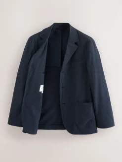 Next Navy Blue Slim Fit Cotton Blend Texture Suit Jacket^ Blue Suits