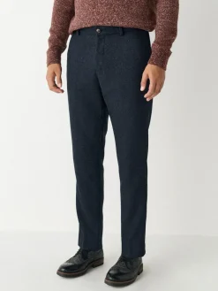 Outlet Next Slim Fit Herringbone Wool Blend Suit Trousers Navy Blue