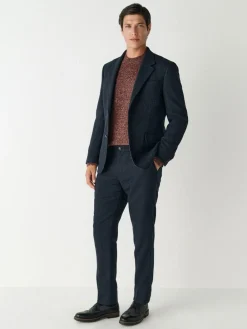 Outlet Next Slim Fit Herringbone Wool Blend Suit Trousers Navy Blue