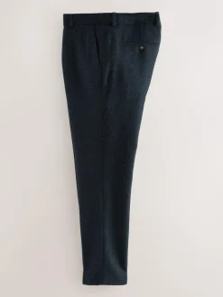 Outlet Next Slim Fit Herringbone Wool Blend Suit Trousers Navy Blue