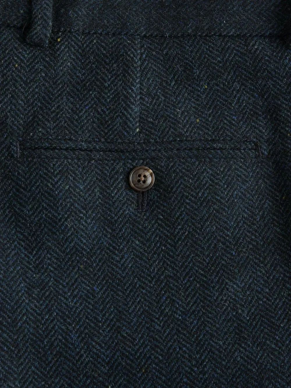 Outlet Next Slim Fit Herringbone Wool Blend Suit Trousers Navy Blue