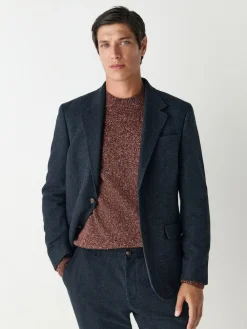 Clearance Next Slim Fit Herringbone Wool Blend Suit Jacket Navy Blue