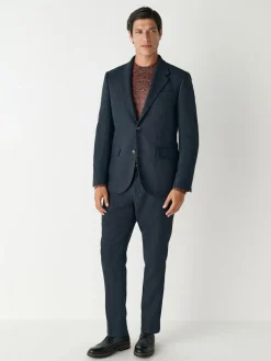 Clearance Next Slim Fit Herringbone Wool Blend Suit Jacket Navy Blue
