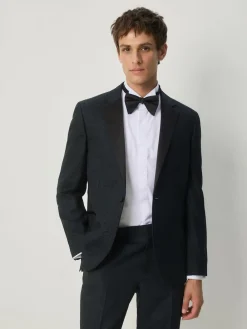 Next Navy Blue Slim Fit Jacquard Pattern Tuxedo Suit Jacket^ Blue Suits