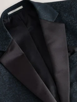 Next Navy Blue Slim Fit Jacquard Pattern Tuxedo Suit Jacket^ Blue Suits