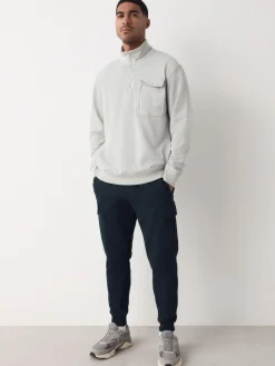 Outlet Next Slim Fit Slim Fit Brushback Heavyweight Cargo Joggers Navy Blue