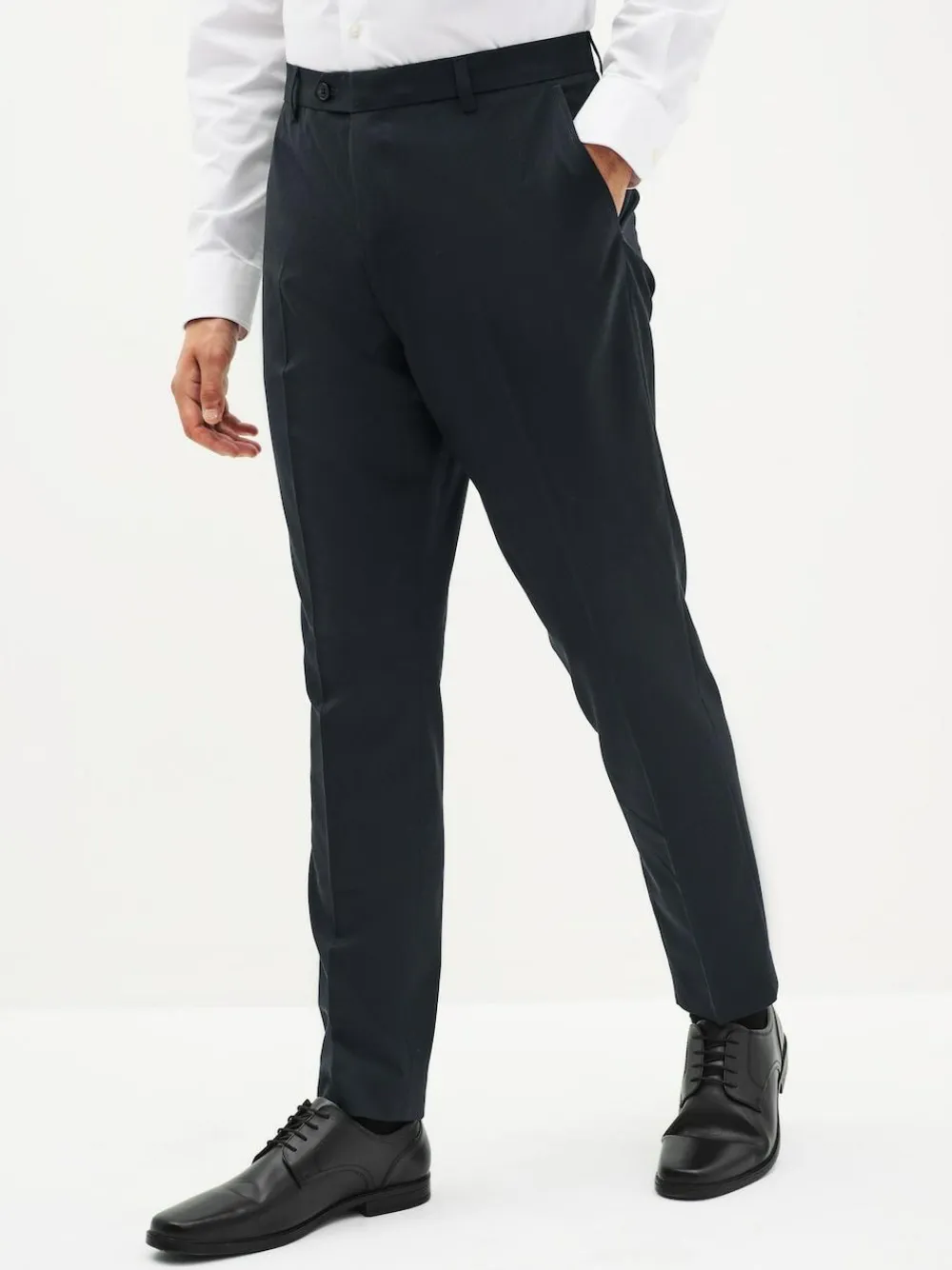 New Next Navy Blue Slim Fit Stretch Smart Trousers