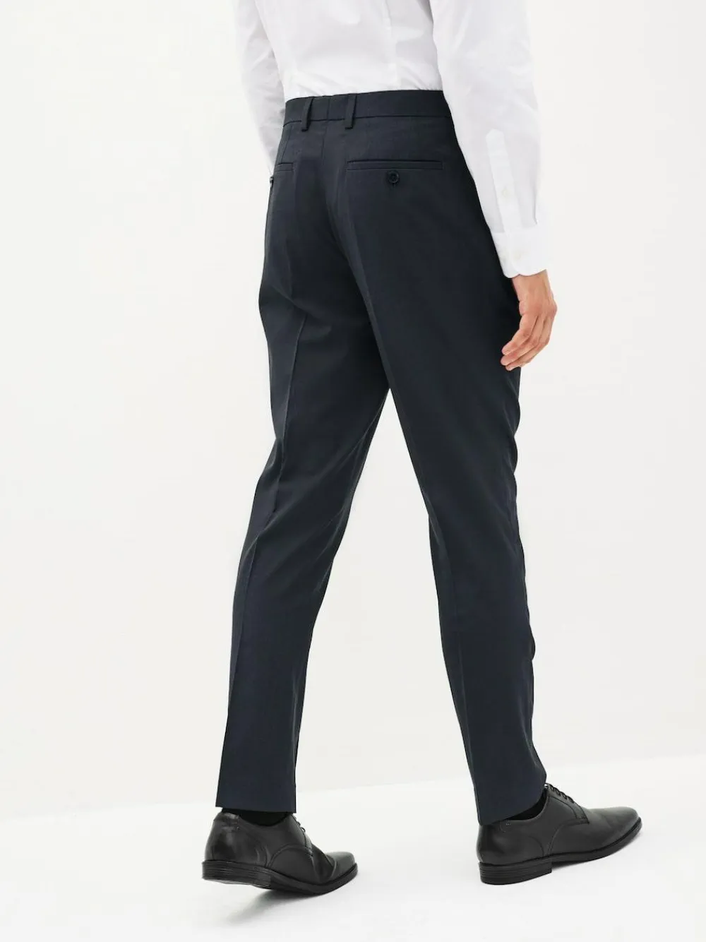 New Next Navy Blue Slim Fit Stretch Smart Trousers
