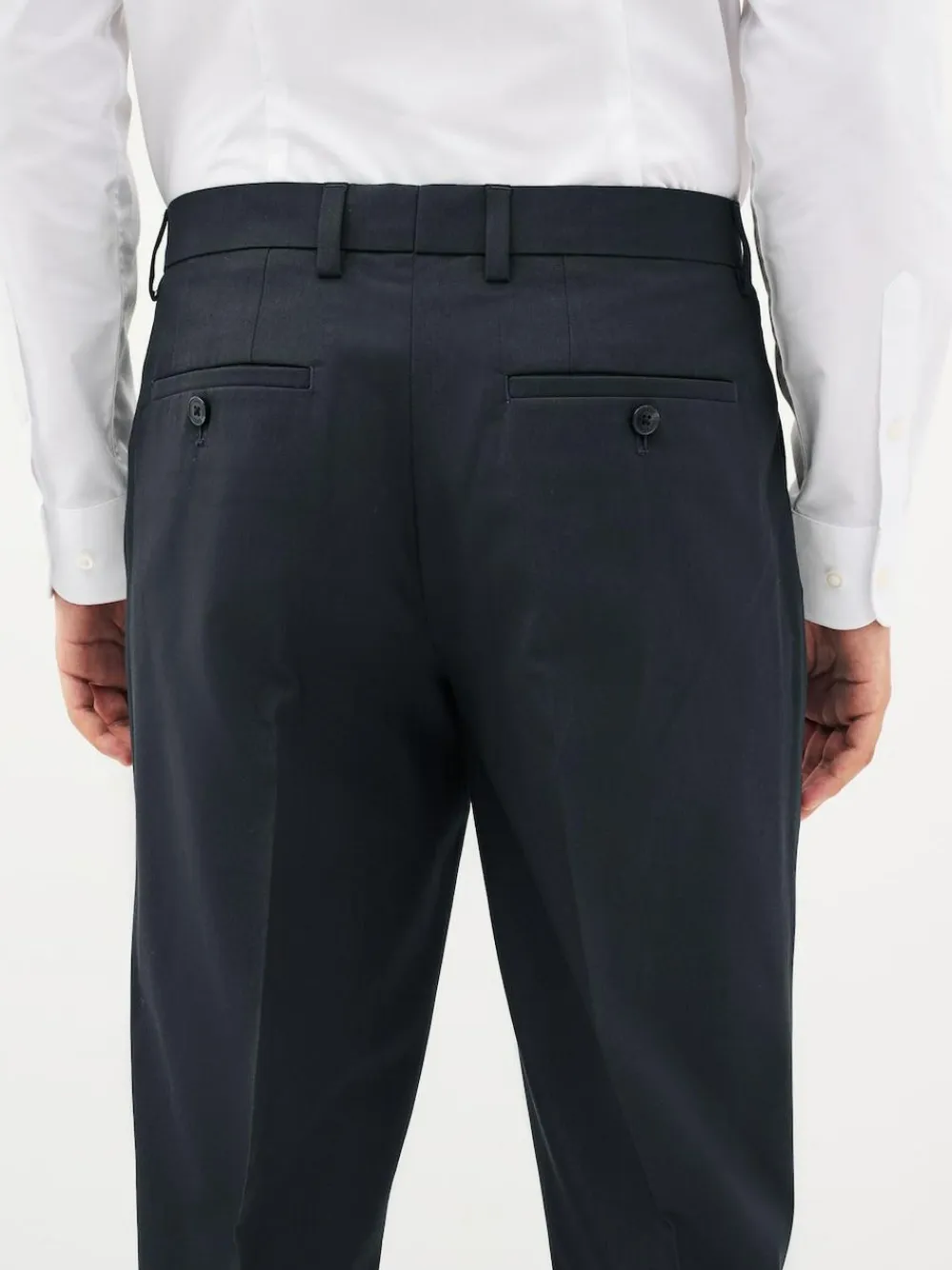 New Next Navy Blue Slim Fit Stretch Smart Trousers