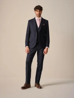 Sale Next Navy Blue Slim Fit Textured Suit Jacket
