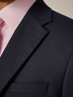 Sale Next Navy Blue Slim Fit Textured Suit Jacket