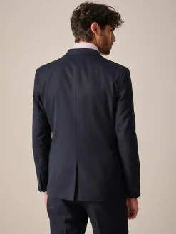 Sale Next Navy Blue Slim Fit Textured Suit Jacket