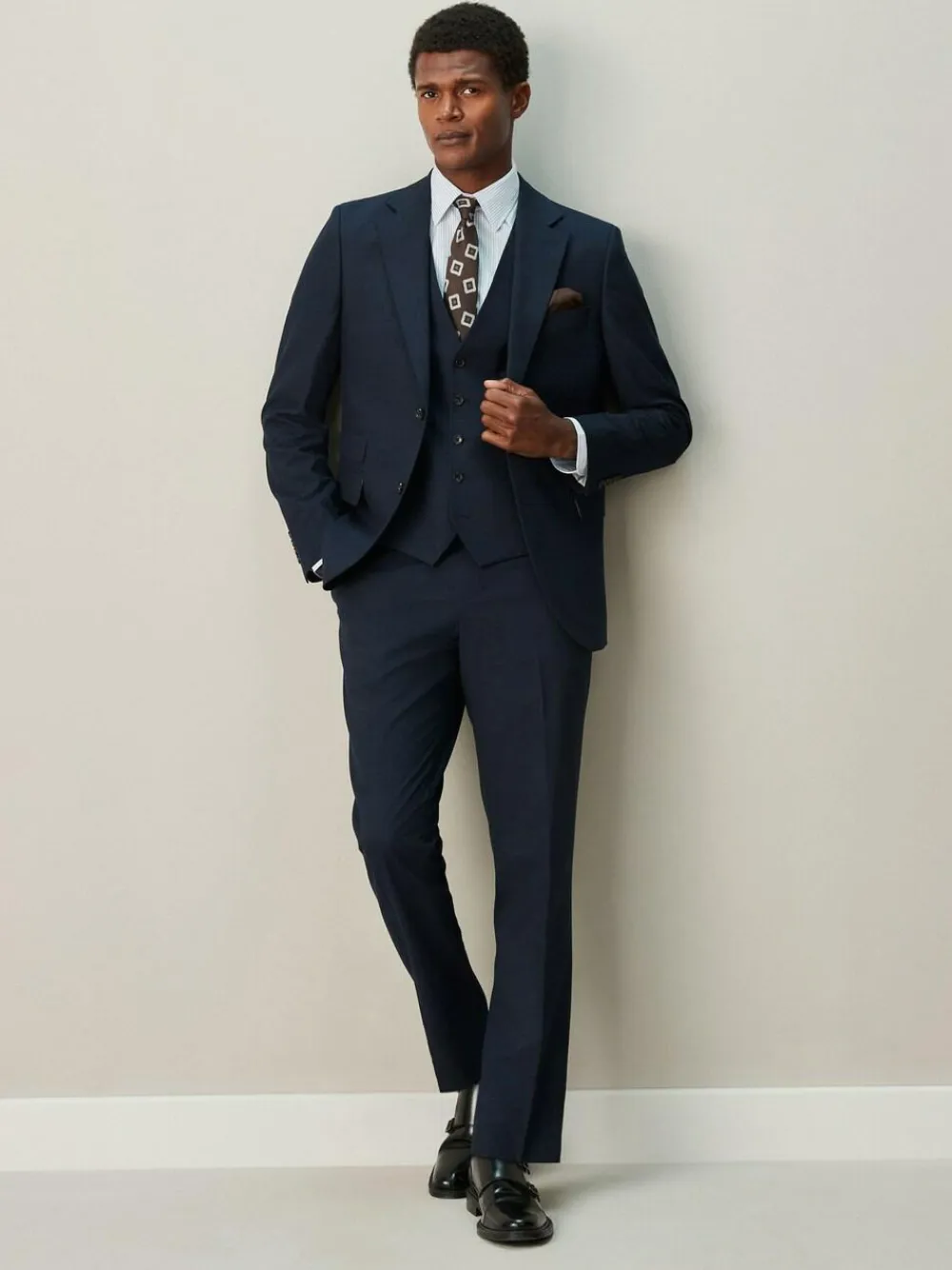 Next Slim Ft Check Suit Jacket^ Blue Suits