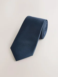 Next Navy Blue Slim Textured Tie^ Ties & Pocket Squares