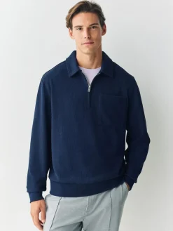 Next Soft Rib Texture Quarter Zip Neck Fleece^ Loungewear