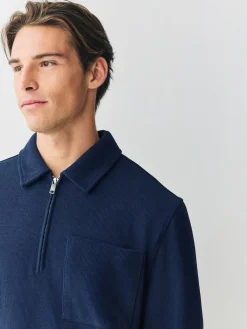 Next Soft Rib Texture Quarter Zip Neck Fleece^ Loungewear