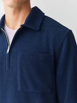 Next Soft Rib Texture Quarter Zip Neck Fleece^ Loungewear