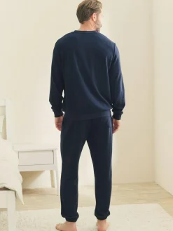 Outlet Next Soft Waffle Long Sleeve Pyjamas Set Navy Blue
