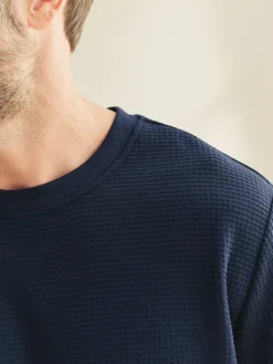 Outlet Next Soft Waffle Long Sleeve Pyjamas Set Navy Blue