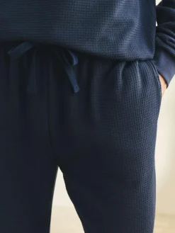 Outlet Next Soft Waffle Long Sleeve Pyjamas Set Navy Blue