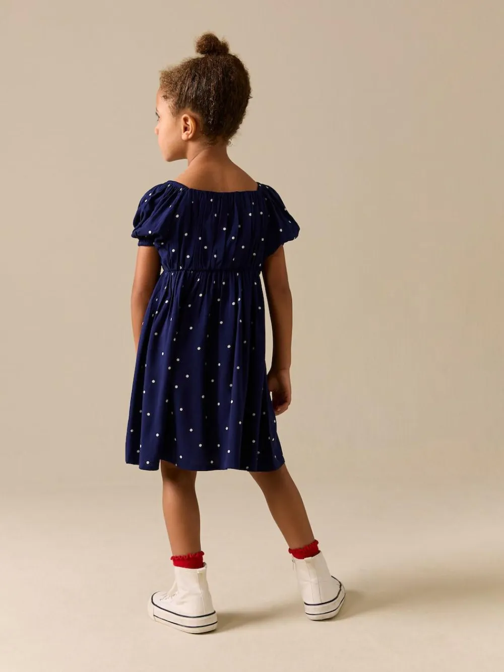 Best Next Short Sleeve Dress (3-16yrs) Navy Blue Spot