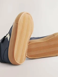 Hot Next Standard Fit (F) Elastic Lace Touch Fastening Chevron Boots Navy Blue