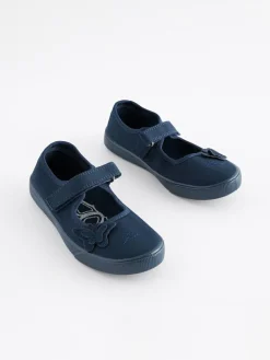 Next Standard Fit (F) Butterfly Embroidered School Plimsoll Shoes^ Shoes